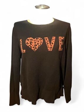 Time and Tru Black Knit Top with Label Detail